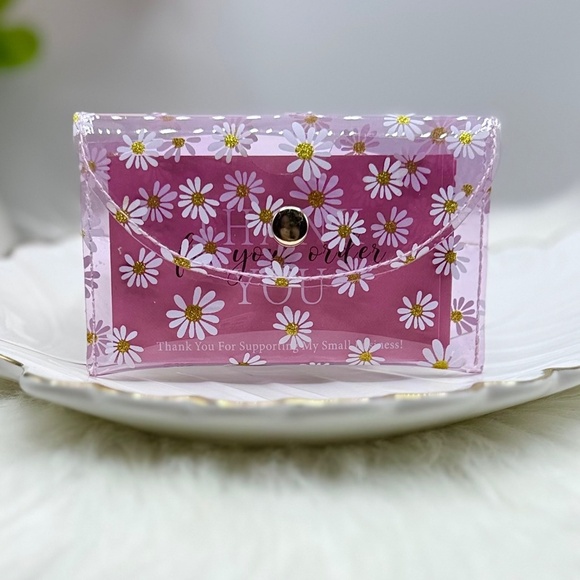 Florals Clear Card Case Wallet in Purple - Picture 3 of 7